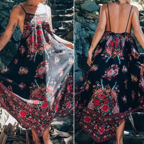 strappy floral maxi dress